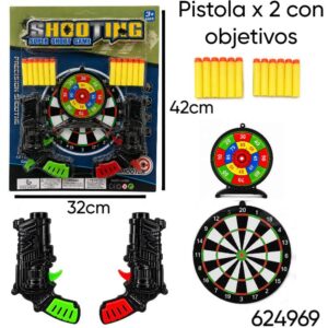 Pistola x2 lanza dardos con objetivo (624969)