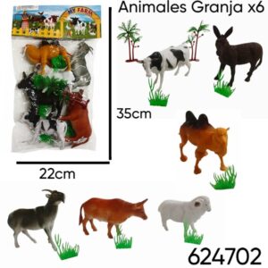 Animales granja x 6 11cm (624702)