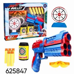 Pistola lanza dardos con gafas protectoras, tiro al blanco y latas. (625847)