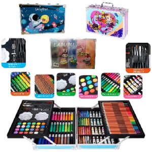 Set de arte Valija Hada. Trae 28 lápices. acuarelas, pinceles, goma, sacapuntas, 30 fibras, 24 pomos de oleo y 24 crayones al oleo