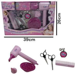Set de belleza tiny 77576, secador con difusor a pila y con accesorios