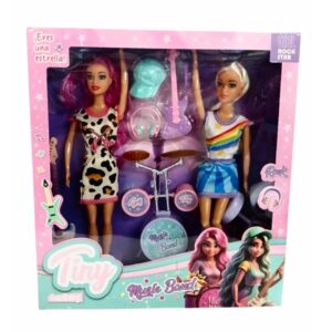 Muñeca Tiny x 2 Banda musical. Con instrumentos