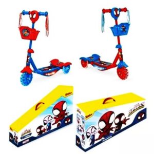 Monopatin 3 ruedas c/ canasto Spidey. Con luces y sonido soporta hasta 35 kilos