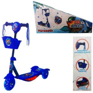 Monopatin 3 ruedas con canasto y luces laterales soporta hasta 35 kilos