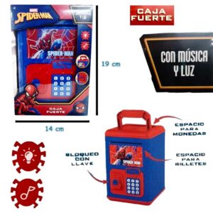 Caja fuerte Spiderman 77100. Con música y luz. Utiliza 2 pilas AA
