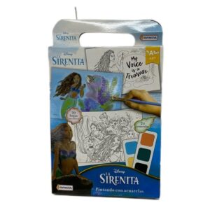 Pintando con acuarela Sirenita. Contiene 30 hojas para pintar, acuarelas y pincel.