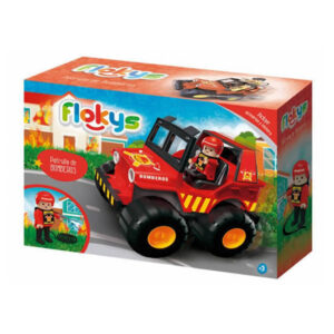 Flocky jeep de bomberos con 1 muñequito articulado y 9 accesorios