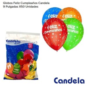 Globos Feliz Cumple colores varios x 50 u.
