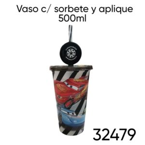 Vaso 500ml con sorbete y pin Cars (32479)