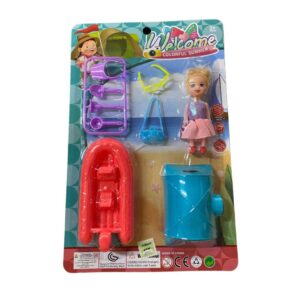 Muñeca con bote y accesorios
