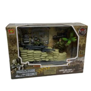 Set de soldado con moto , lancha y accesorios.Caja : 29 x 20 cm
