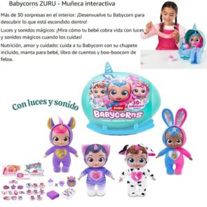 Muñeca Babycorns Grande con 30 accesorios, El huevo se convierte en cuna. Tiene luces y sonidos