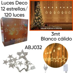 Luces x 12 Estrellas/ 120 led 3mt largo (ABJ032)