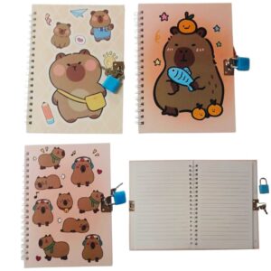 Diario 13x 18cm con candado Capibara