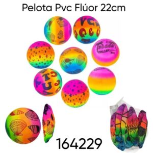 Pelota goma pvc fluor inflable 22cm diseños aleatorios (164229)