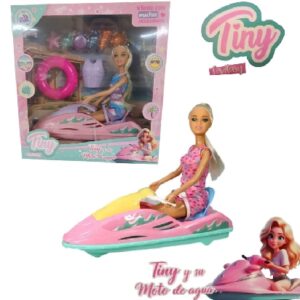 Muñeca tiny con moto de agua y accesorios
