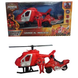 Set de rescate bomberos 76423. Trae helicoptero, mpto y 1 bombero