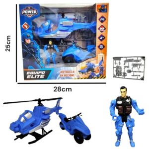 Set de policia. Trae helicoptero, moto y muñeco más accesorios 76185.