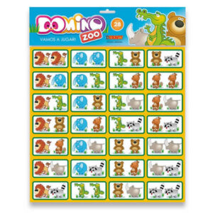 Juego dominó de zoológico con piezas de cartón.