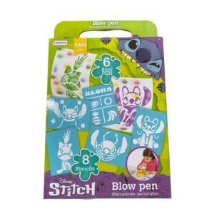 Marcadores aerografos Stitch. Contiene 6 marcadores y 8 stencils.