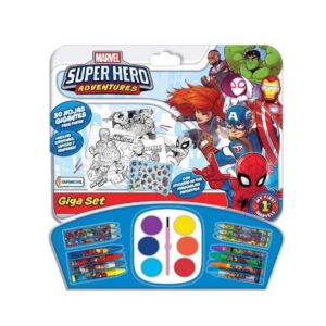 Giga set Marvel. Contiene hojas, crayones , lápices, témperas y stickers