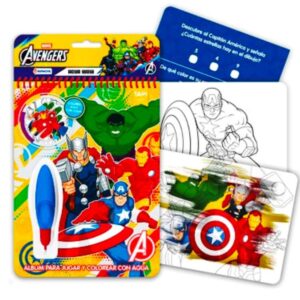 AGUA WOW AVENGERS EX . Cargas el pincel con agua, pasa por la hoja y magicamente aparece el color.