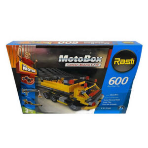 Rasti motobox de 600 piezas,con motor incluido.Se peude armar el Camión minero C730, la Grúa pluma EC-H o el Drugster X2010