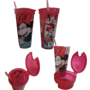 Vaso con compartimiento y sorbete Minnie
