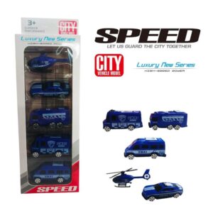 Set de autos x 5 Policia