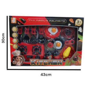 Anafe plástico con juego de cocina y comida. Caja 13379