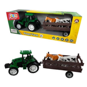 Tractor con remolque y 2 animales. 13445