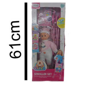 Bebe con carrito , accesorios y sonidos