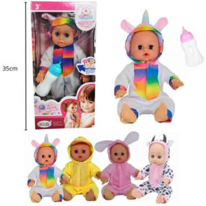 Bebe con piyama animalitos, mamadera y sonidos 13689