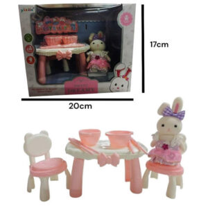 Conejita con mesa de comedor y utensilios . Similar bunny