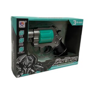 Pistola caja turquesa con luz, sonido y proyeccion.
