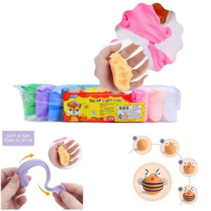 Masa foam x 12 sobres de colores con estecas. Cuando seca queda como goma eva