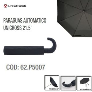 Paraguas unicross corto automatico mango de goma negro