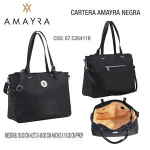 Cartera Amayra Negra 411. Trae bolsa de friselina.
