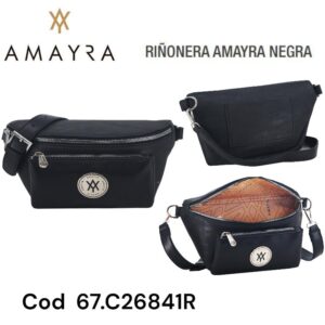 Cartera-Riñonera Amayra 414 Negra. Trae bolsa de friselina.