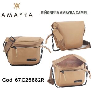 Cartera-Riñonera Amayra 827 Camel. Trae bolsa de friselina