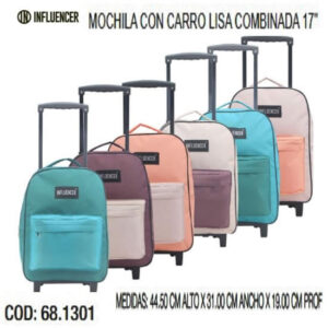 Mochila carro 17 pulgadas influencer lisa combinada