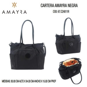 Cartera Amayra Negra 119. Trae bolsa adicional de friselina.