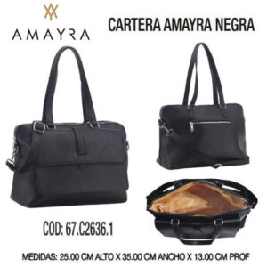 Cartera Amayra Negra 617. Trae bolsa de friselina