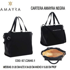 Cartera Amayra Negra 010. Trae bolsa de friselina