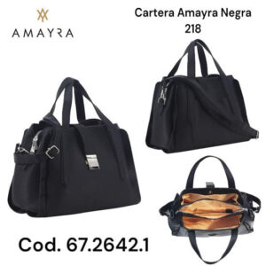 Cartera Amayra Negra 218. Trae bolsa de friselina