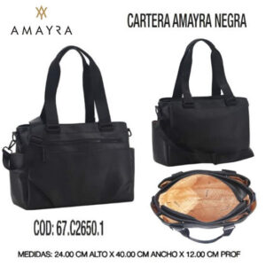 Cartera Amayra Negra 017. Trae bolsa de friselina