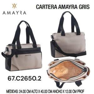 Cartera Amayra Gris 024. Trae bolsa de friselina