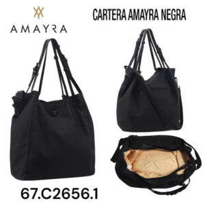 Cartera Amayra Negra 611. Trae bolsa de friselina