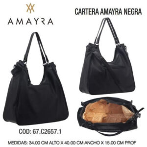 Cartera Amayra Negra 710. Trae bolsa de friselina.