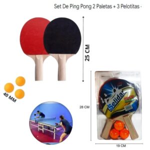 Paleta ping pong con 3 pelotas Blister 646.